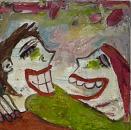 Bright green , pink